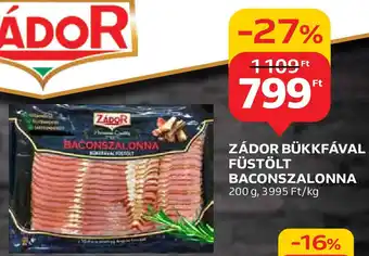 Auchan ZÁDOR BÜKKFÁVAL FÜSTÖLT BACONSZALONNA 200g ajánlat