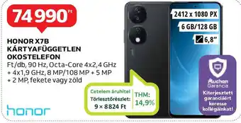 Auchan HONOR X7B KÁRTYAFÜGGETLEN OKOSTELEFON ajánlat
