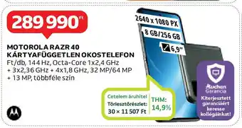 Auchan MOTOROLA RAZR 40 KÁRTYAFÜGGETLEN OKOSTELEFON ajánlat