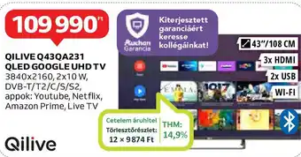 Auchan QILIVE Q43QA231 QLED GOOGLE UHD TV ajánlat