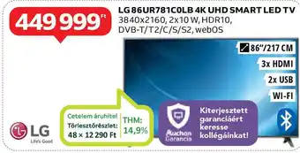 Auchan LG 86UR781C0LB 4K UHD SMART LED TV ajánlat