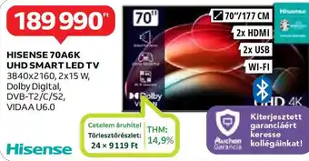 HISENSE 70A6K UHD SMART LED TV
