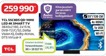 Auchan TCL 55C805 QD-MINI LED 4K SMART TV ajánlat