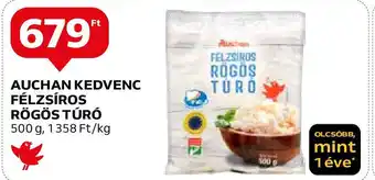 Auchan AUCHAN KEDVENC FÉLZSÍROS RÖGÖS TÚRÓ 500g ajánlat
