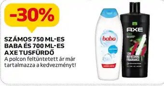 Auchan SZÁMOS 750 ML-ES BABA ÉS 700 ML-ES AXE TUSFÜRDŐ ajánlat