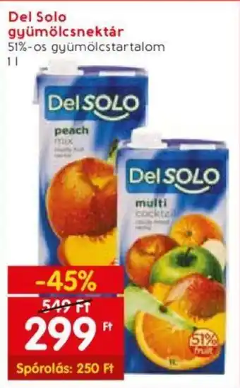 Del Solo gyümölcsnektár 51%-os gyümölcstartalom 1l