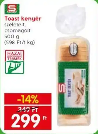 Spar Toast kenyér szeletelt csomagolt 500 g ajánlat