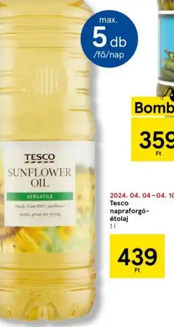 Tesco Tesco napraforgó- étolaj 1l ajánlat