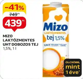 Auchan MIZO LAKTÓZMENTES UHT DOBOZOS TEJ 1,5% 1l ajánlat