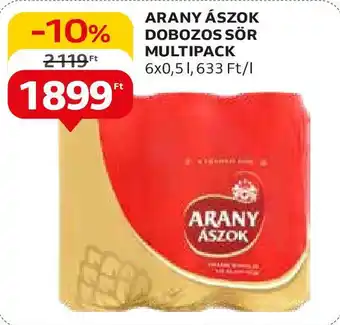 Auchan ARANY ÁSZOK DOBOZOS SÖR MULTIPACK 6x0,5l ajánlat