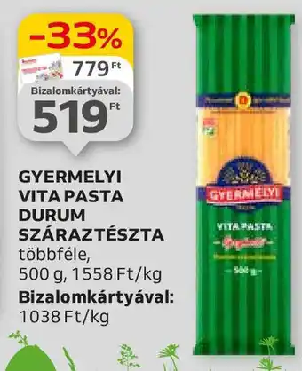 Auchan GYERMELYI VITA PASTA DURUM SZÁRAZTÉSZTA 500g ajánlat