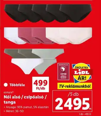 Lidl esmara Női alsó/csípőalsó / tanga Méret: 36-50 ajánlat