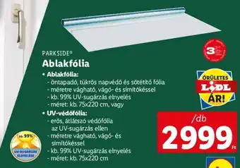 PARKSIDE Ablakfólia, UV védőfólia 75x220cm 1db
