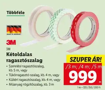 Lidl 3M Kétoldalas ragasztószalag 3m, 4m, 5m ajánlat