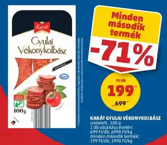 PENNY KARÁT GYULAI VÉKONYKOLBÁSZ 100g ajánlat