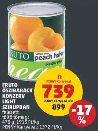 PENNY FRUTO ŐSZIBARACK KONZERV LIGHT SZIRUPBAN 470g ajánlat