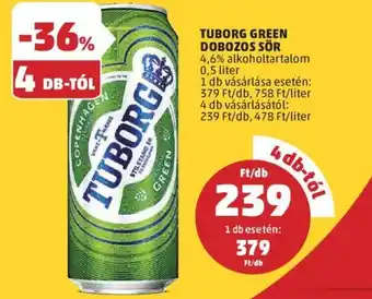 PENNY TUBORG GREEN DOBOZOS SÖR 4,6% 0,5l ajánlat