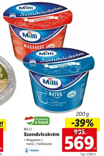 Lidl MILLI Szendvicskrém 200g ajánlat