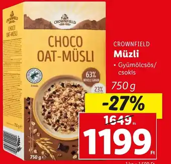 Lidl CROWNFIELD Müzli 750g ajánlat