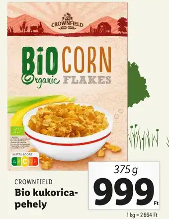 Lidl CROWNFIELD Bio kukorica pehely 375g ajánlat