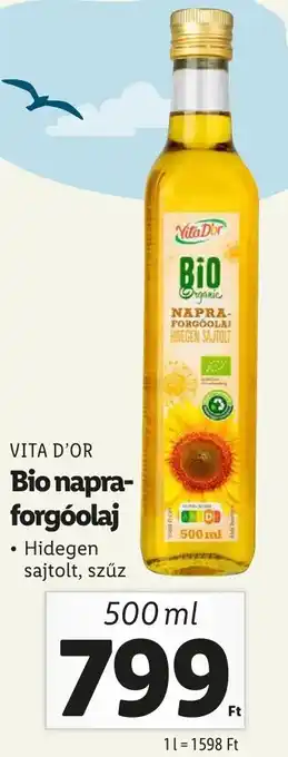 Lidl VITA D'OR Bio napra forgóolaj 500ml ajánlat