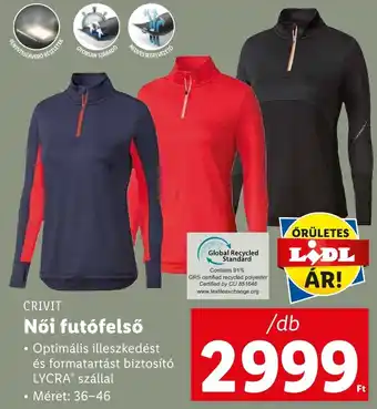 Lidl CRIVIT Női futófelső 36-46 1db ajánlat
