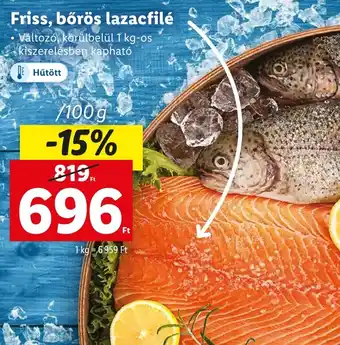 Lidl Friss, bőrös lazacfilé 100g ajánlat