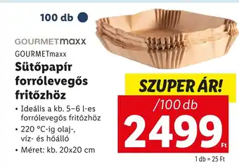 GOURMETMaxx Sütőpapír forrólevegős fritőzhöz 100db
