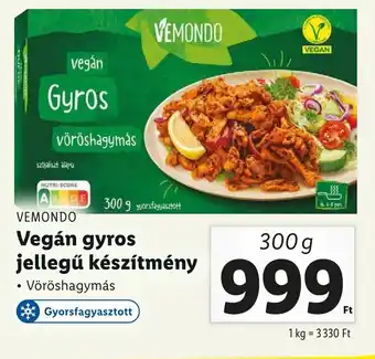 Lidl VEMONDO Vegán gyros jellegű készítmény 300g ajánlat