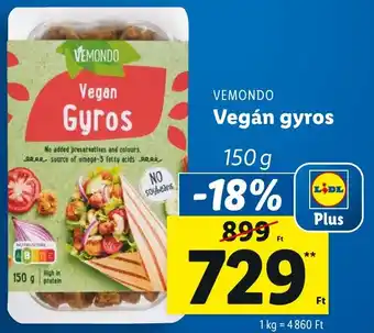 Lidl VEMONDO Vegán gyros 150g ajánlat