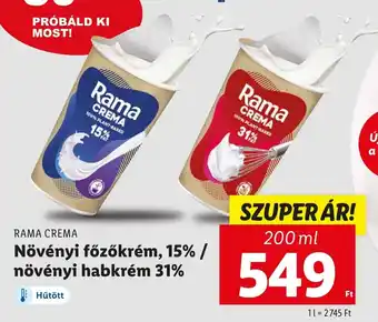 Lidl RAMA CREMA Növényi főzőkrém, 15% / növényi habkrém 31% 200ml ajánlat