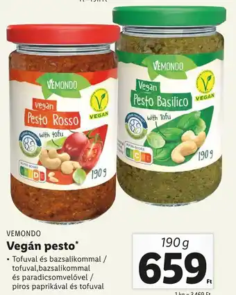 Lidl VEMONDO Vegán pesto 190g ajánlat