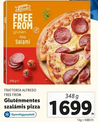 Lidl TRATTORIA ALFREDO FREE FROM Gluténmentes szalámis pizza 348g ajánlat