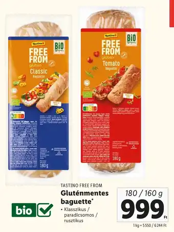 Lidl TASTINO FREE FROM Gluténmentes baguette 180/160g ajánlat