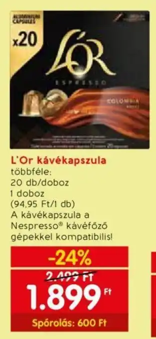 Spar L'Or kávékapszula 20 db/doboz 1 doboz ajánlat