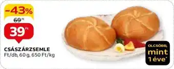 Auchan CSÁSZÁRZSEMLE Ft/db, 60 g ajánlat