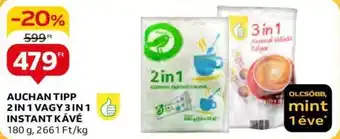 Auchan AUCHAN TIPP 2 IN 1 VAGY 3 IN 1 INSTANT KÁVÉ 180 g ajánlat