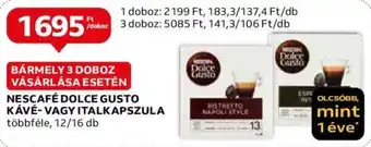 Auchan NESCAFÉ DOLCE GUSTO KÁVÉ- VAGY ITALKAPSZULA többféle, 12/16 db ajánlat