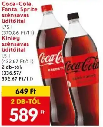 Coca-Cola, Fanta, Sprite szénsavas üdítőital 1.75l