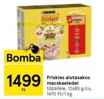 Tesco Friskies alutasakos macskaeledel többféle, 12x85 g/cs ajánlat