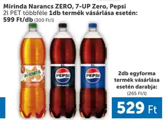 PRIVÁT Mirinda Narancs ZERO, 7-UP Zero, Pepsi 2l PET többféle 1db termék vásárlása esetén: ajánlat