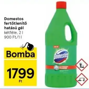 Tesco Domestos fertőtlenítő hatású gél kétféle, 2l ajánlat