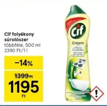 Tesco Cif folyékony súrolószer többféle, 500 ml ajánlat