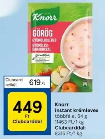 Tesco Knorr instant krémleves többféle, 54 g ajánlat