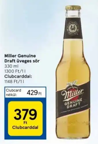 Tesco Miller Genuine Draft üveges sör 330ml ajánlat