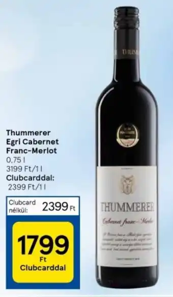 Tesco Thummerer Egri Cabernet Franc-Merlot 0.75l ajánlat