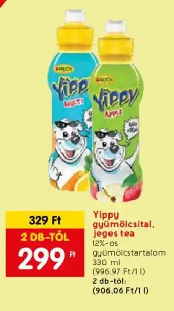Spar Yippy gyümölcsital, jeges tea 330ml ajánlat
