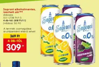 Spar Soproni alkoholmentes, ízesített sör 0.5l ajánlat