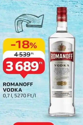 Auchan ROMANOFF VODKA 0.7l ajánlat