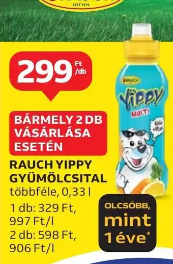 Auchan RAUCH YIPPY GYÜMÖLCSITAL 0.33l ajánlat